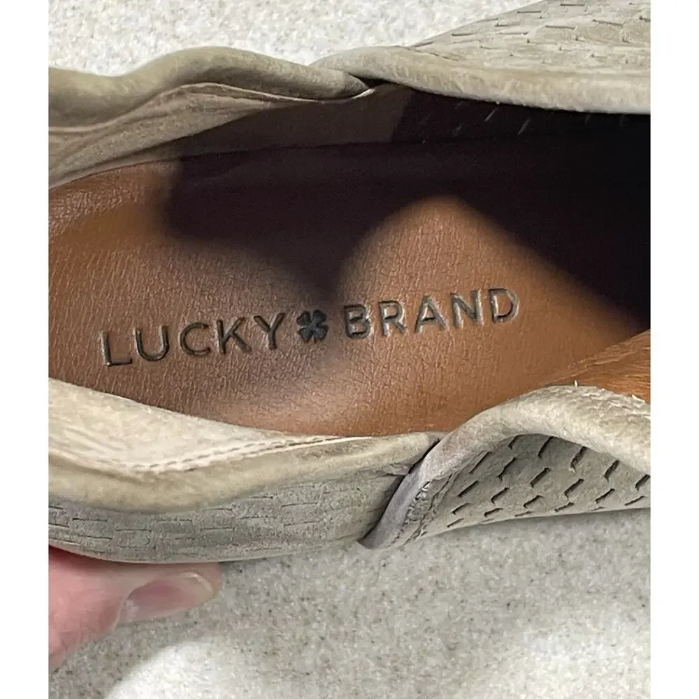 Lucky Brand Baley Ankle Bootie Women’s -10 Tan Suede Perforated Texture Pull On